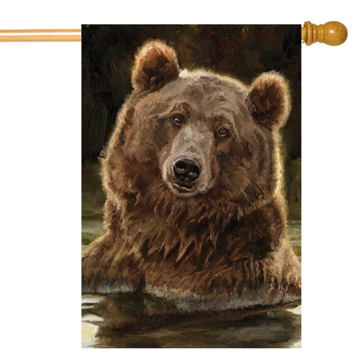 Large Playful Bear Banner Flag