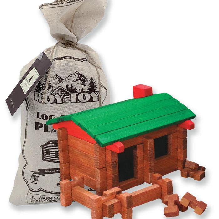Wooden Log Building Set - 37 Pieces Small Cabin