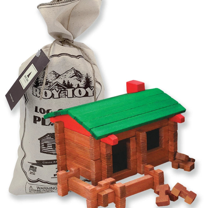 Wooden Log Building Set - 37 Pieces Small Cabin