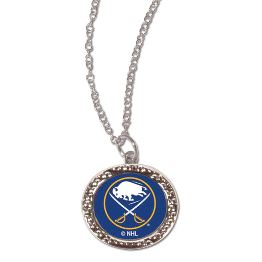 Necklace with a round pendant featuring the Buffalo Sabres logo