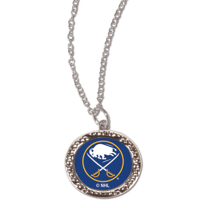 Necklace with a round pendant featuring the Buffalo Sabres logo