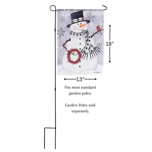 Snowman w/ Berry Wreath Garden Flag