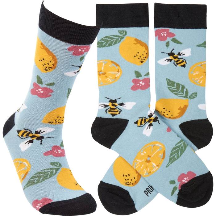 Lemons and Bees Crew Socks