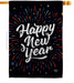Happy New Year Fireworks Banner Flag