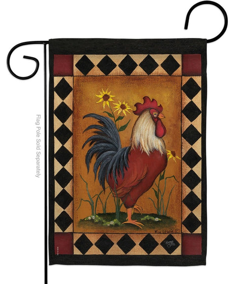Rustic Rooster Garden Flag