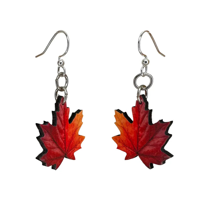 Maple Leaf Wood Earrings