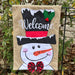 Snowman Top Hat Welcome Burlap Garden Flag