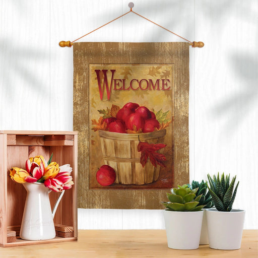 Welcome Apple Basket Banner Flag