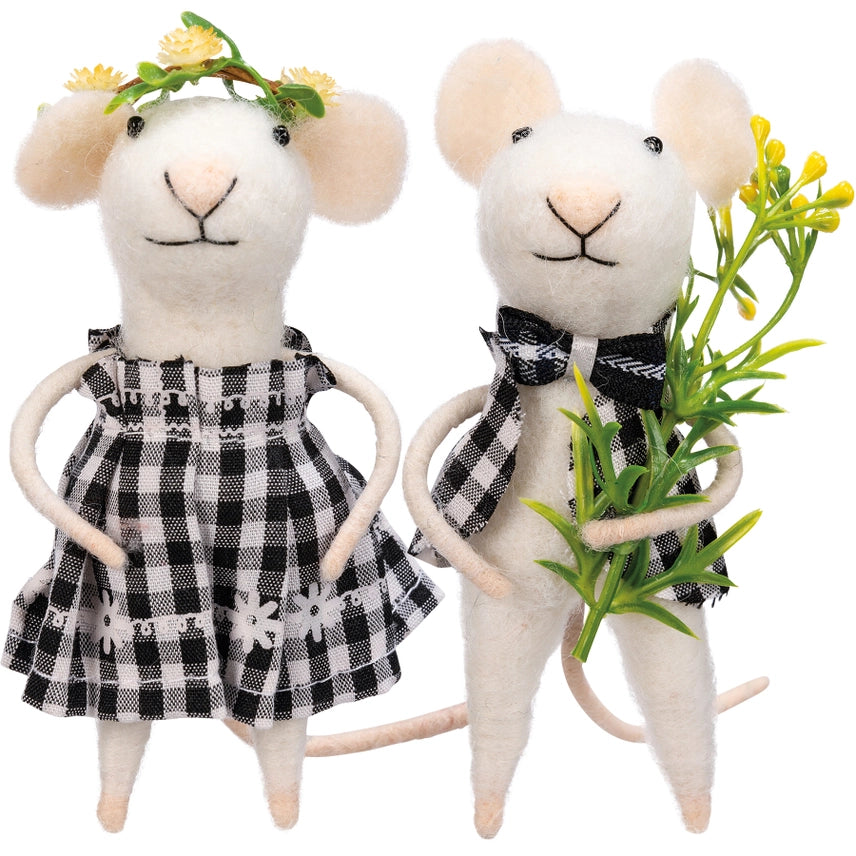 Sue + Sam Gingham Mouse Critter Ornament - Sold separately