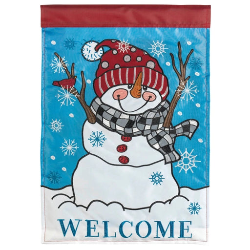 Polka Dot Hat Snowman Applique Banner Flag