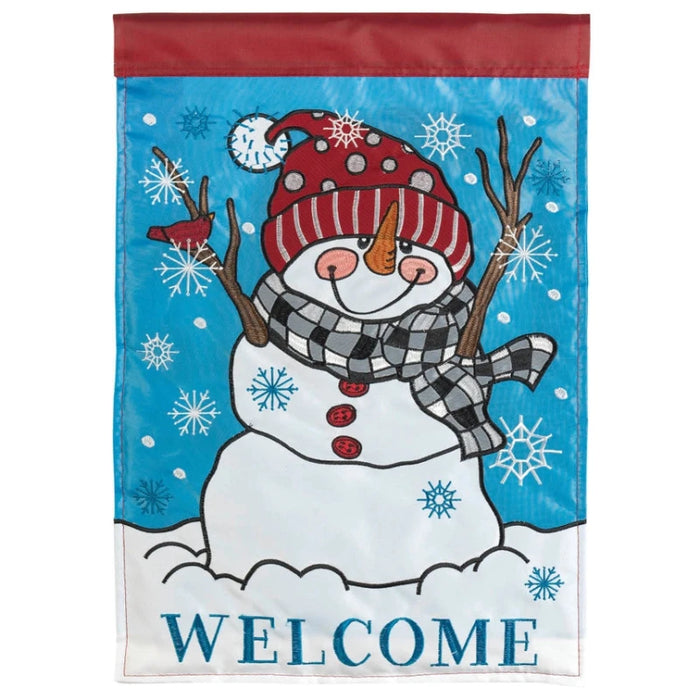 Polka Dot Hat Snowman Applique Banner Flag