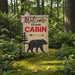Welcome to Our Cabin Black Bear Burlap Garden Flag