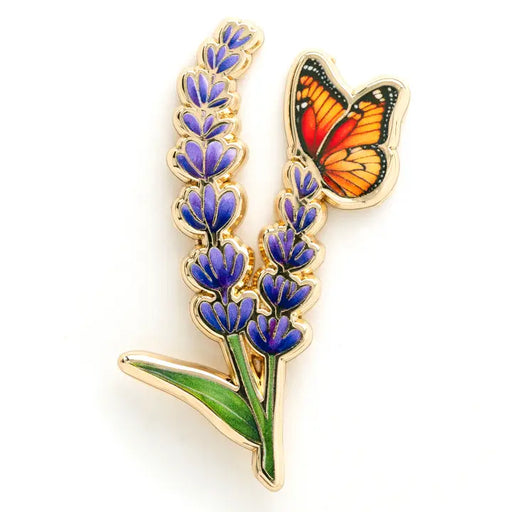 Lavender & Butterfly Enamel Lapel Pin
