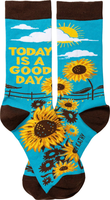 Today is A Good Day Sunflowers Crew Socks