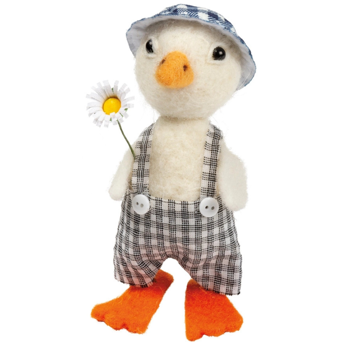Gingham Duck in Overalls Critter Ornament