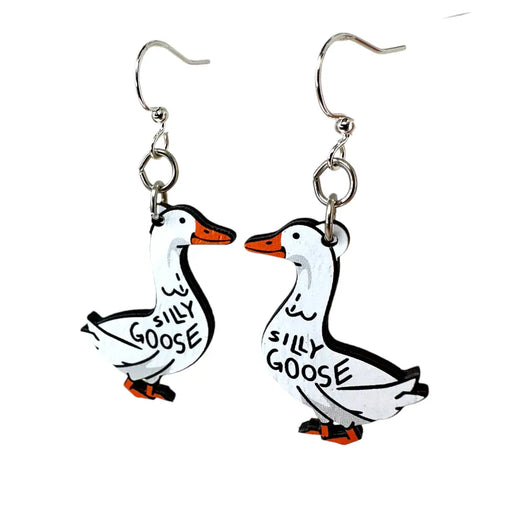 Silly Goose Wood Earrings