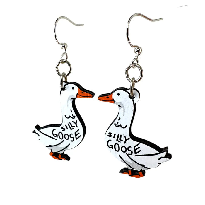 Silly Goose Wood Earrings