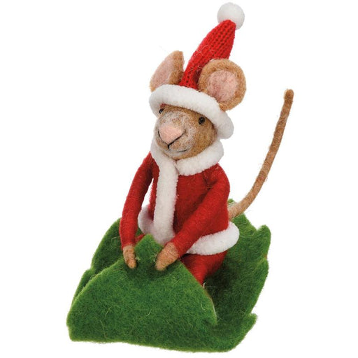 Santa Sledding Mouse Critter Figurine