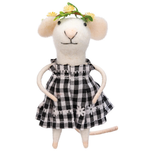 Sue Gingham Mouse Critter Ornament