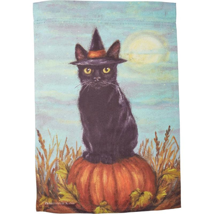 Cat on a Pumpkin Vintage Garden Flag