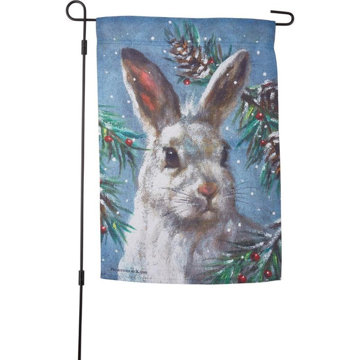 Vintage Snowy Bunny Garden Flag