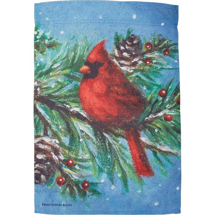 Vintage Winter Cardinal Garden Flag