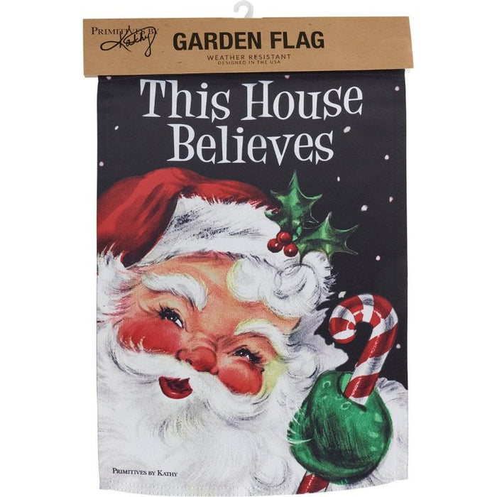 Vintage Santa Believer Garden Flag