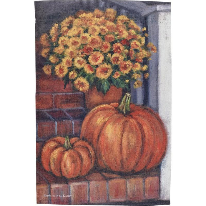 Porch Steps and Pumpkins Garden Flag