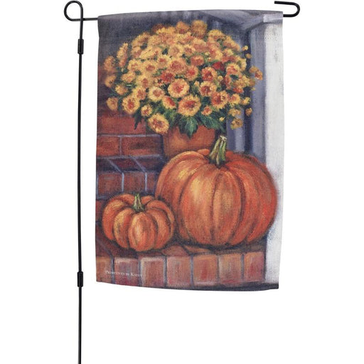 Porch Steps and Pumpkins Garden Flag