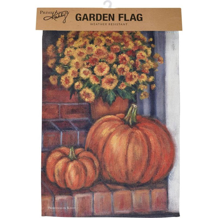 Porch Steps and Pumpkins Garden Flag