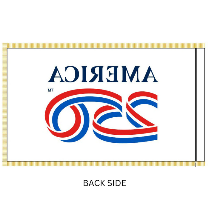 3x5' America 250th Anniversary White Nylon Indoor Flag w/ Fringe
