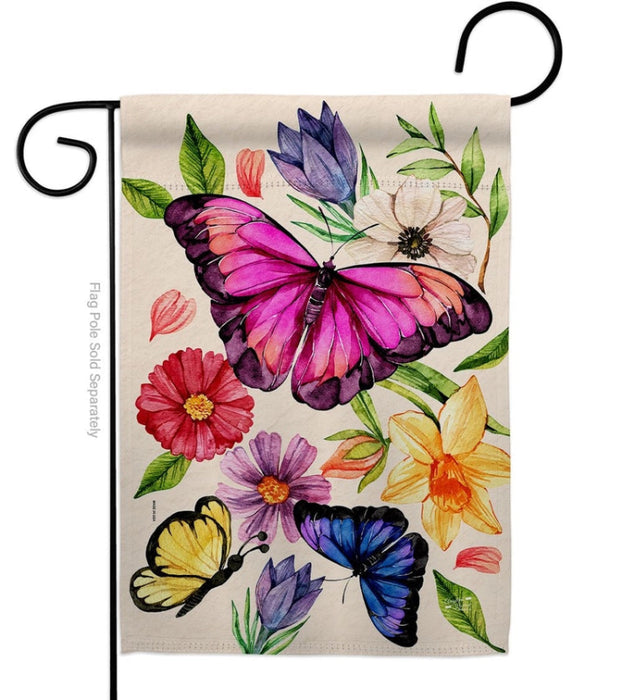 Watercolor Butterflies Garden Flag