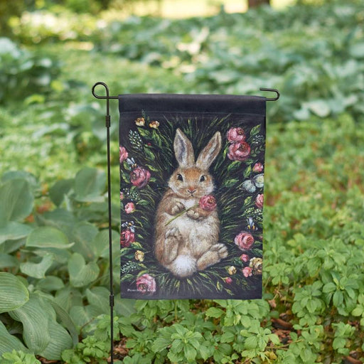 Snuggling Bunny Vintage Garden Flag