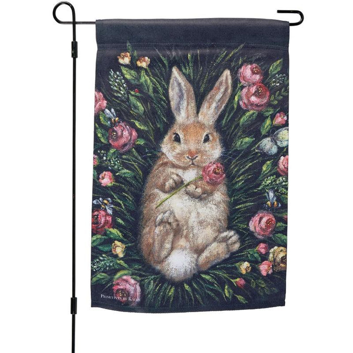 Snuggling Bunny Vintage Garden Flag