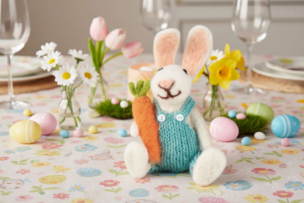 Bunny Blue Overalls Critter Ornament