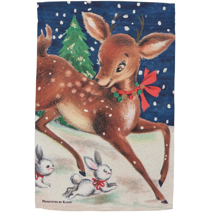 Vintage Christmas Deer Garden Flag