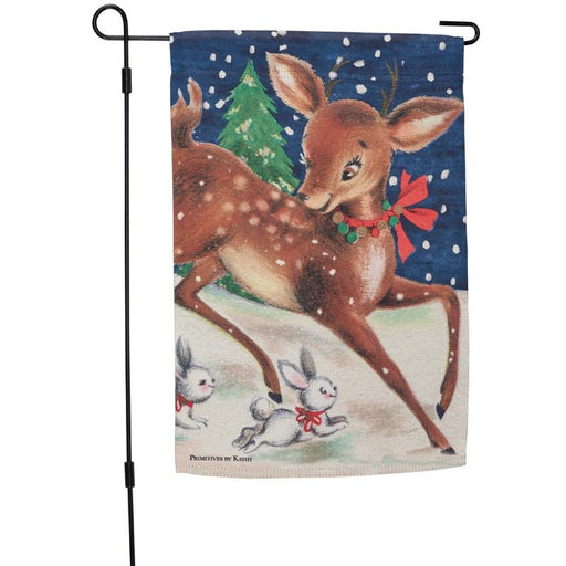 Vintage Christmas Deer Garden Flag