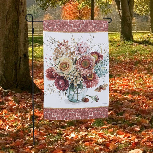 Fall Floral Vase Garden Flag