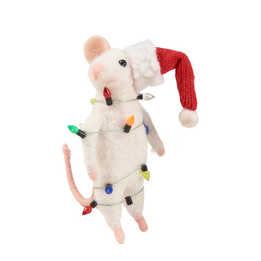 Tangled Lights Mouse Critter Ornament