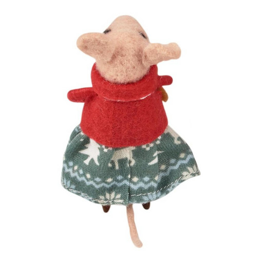 Christmas Day Lady Mouse Critter Figurine