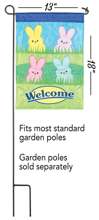 Welcome Bunnies Applique Garden Flag