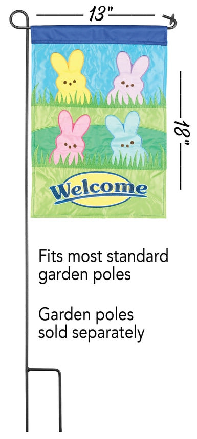 Welcome Bunnies Applique Garden Flag
