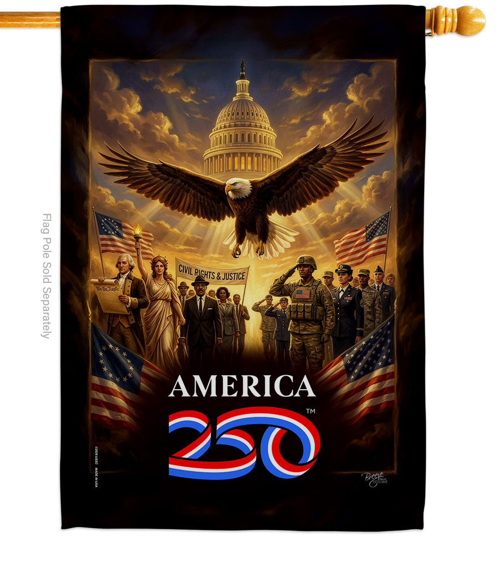 Justice & Service America 250 Banner Flag