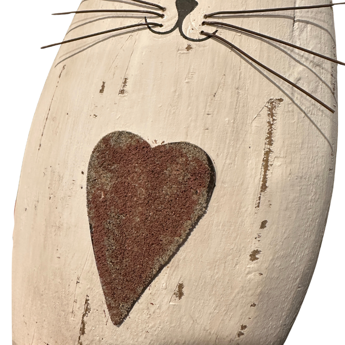 Heart Cat Chunky Shaped Wood Block