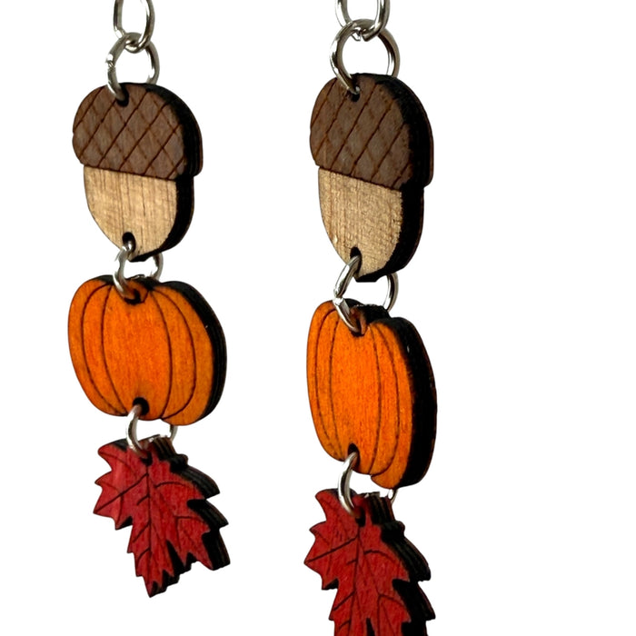 Fall Classic Dangle Wood Earrings