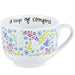 Mug with floral design and 'a cup of comfort' text on the inside rim