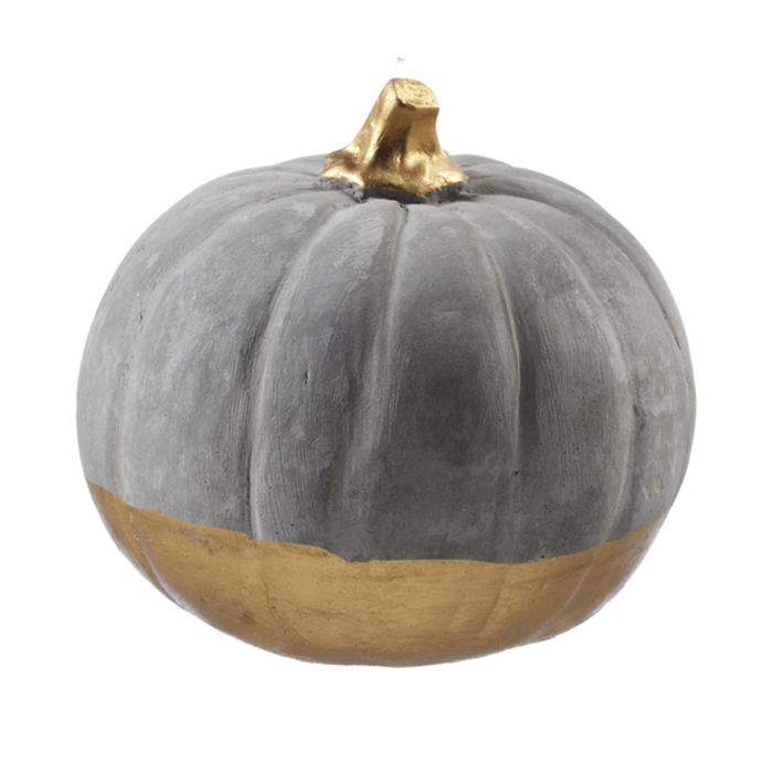 Gold Dipped Cement Pumpkin - Large