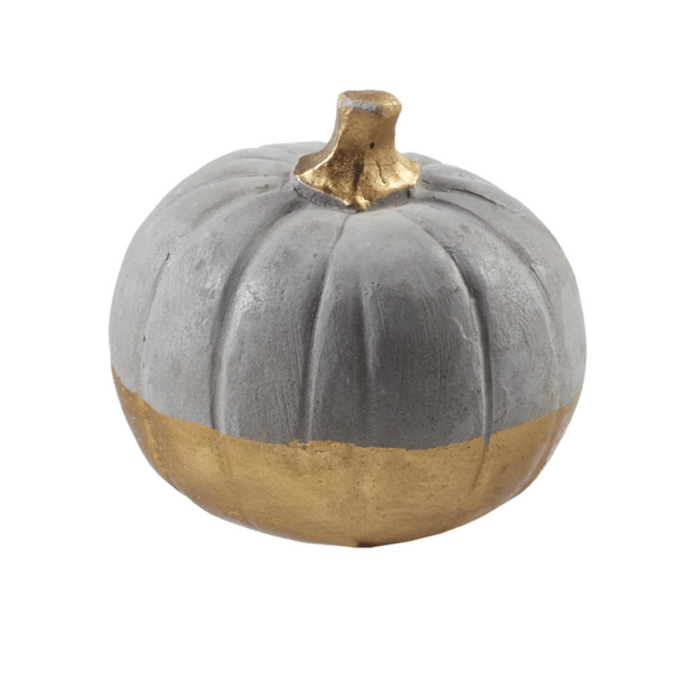 Gold Dipped Cement Pumpkin - Small