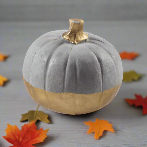 Gold Dipped Cement Pumpkin - Small