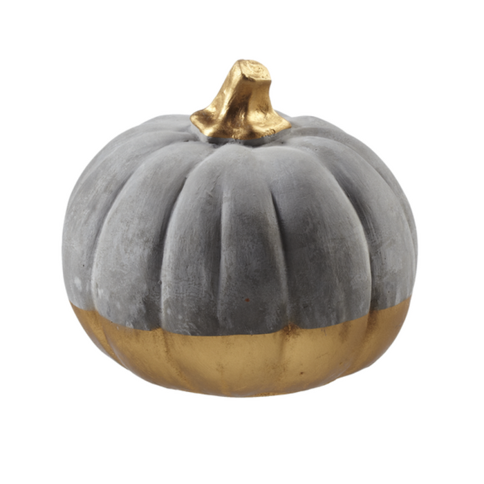 Gold Dipped Cement Pumpkin - Large